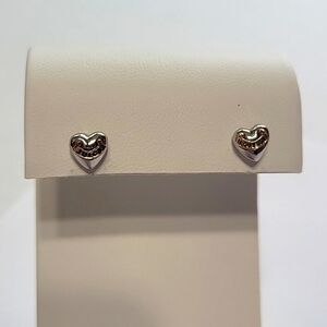 Y2k Vintage Juicy Couture Mini Silver Gold Banner Puffed Heart Earrings